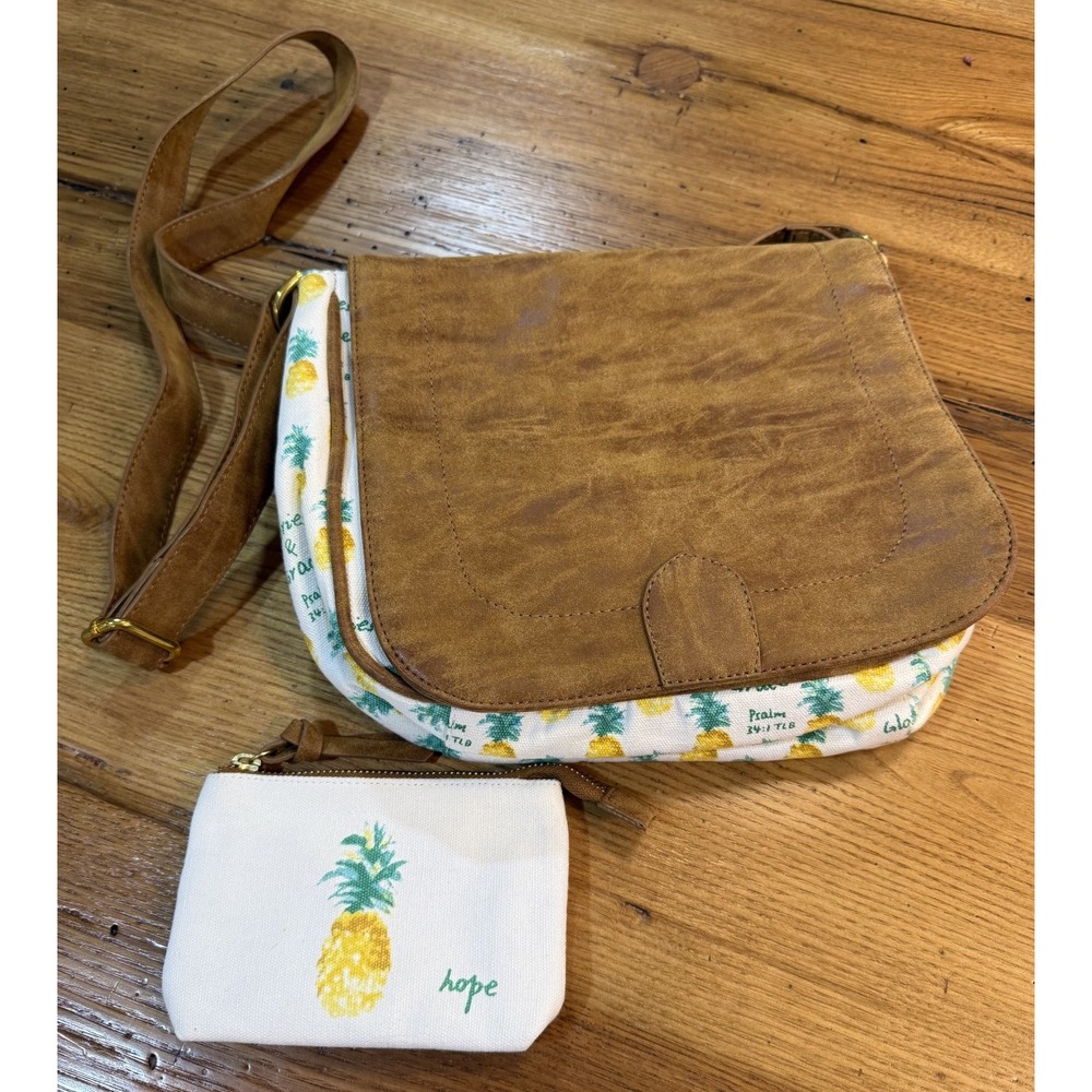 Mary & Martha Glories & Grace Pineapple Crossbody Purse + Hope Coin Pouch NWT